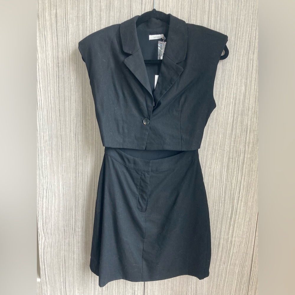 Lush Clothing Black Cut Out Collared Mini Dress Small
